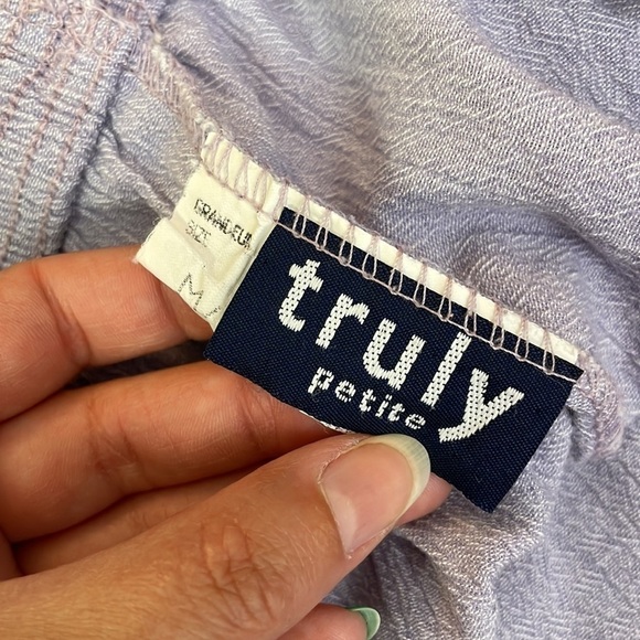 vintage elastic waist crinkle fabric lilac shorts - Picture 6 of 7